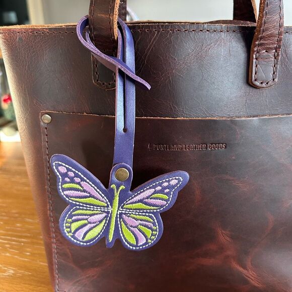 AMETHYST Portland Leather Butterfly  Charm FAST SHIP Monarca Charm - Picture 1 of 4